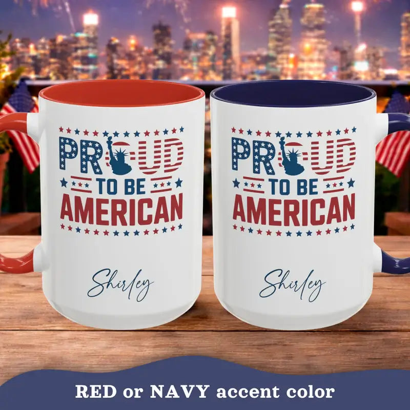Personalized USA patriotic mug styled lifestyle photo Statue of Liberty