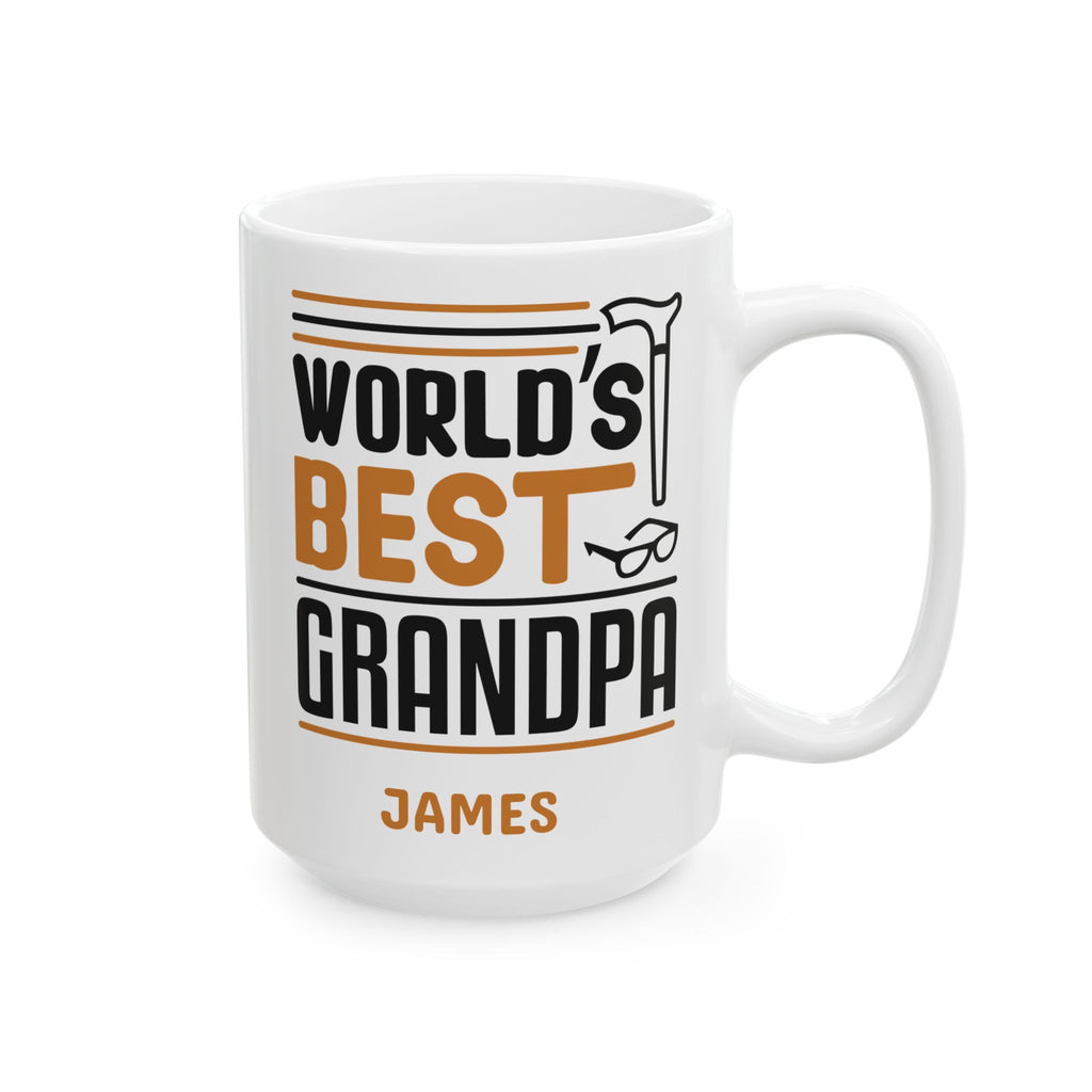 Personalized World's Best Grandpa white mug 15oz right side view custom name