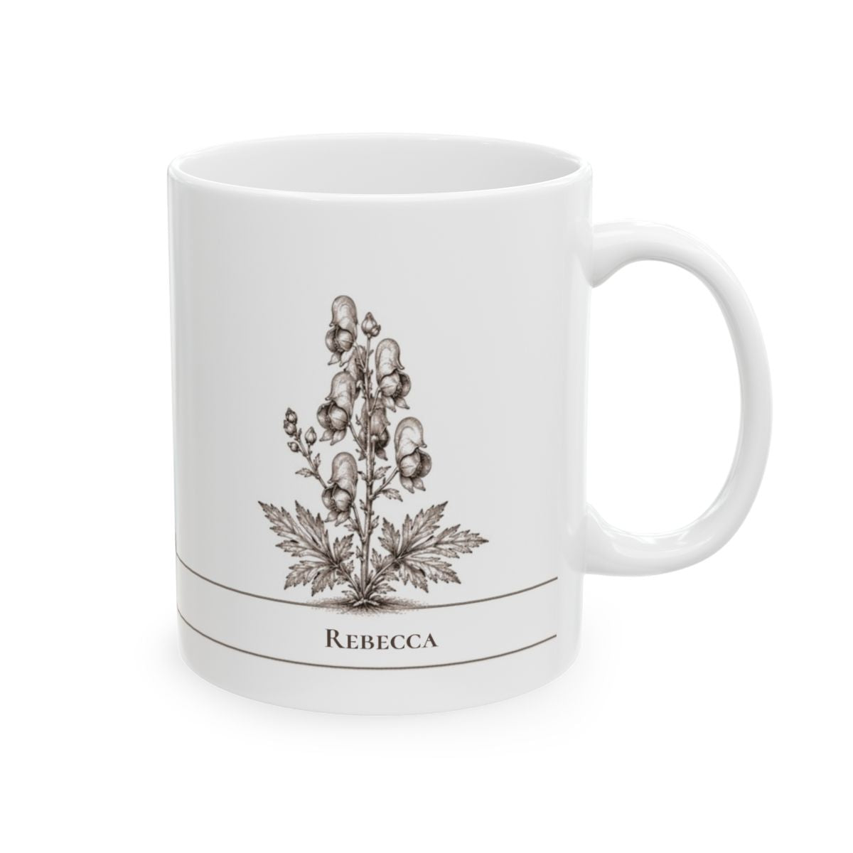 Poppy moonlit Halloween personalized ceramic mug, 11oz right side view
