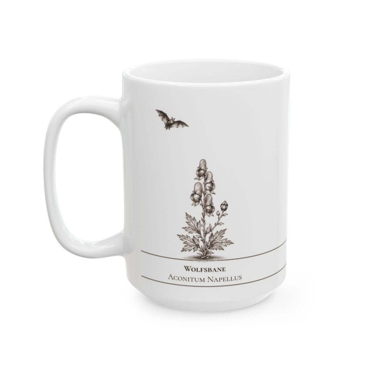 Poppy moonlit Halloween personalized ceramic mug, 15oz left side view